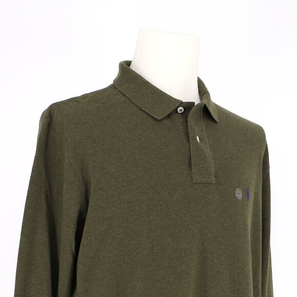 NWT POLO RALPH LAUREN Men's Mesh Long-Sleeve Polo Shirt Green Heather Size XL - Picture 5 of 9